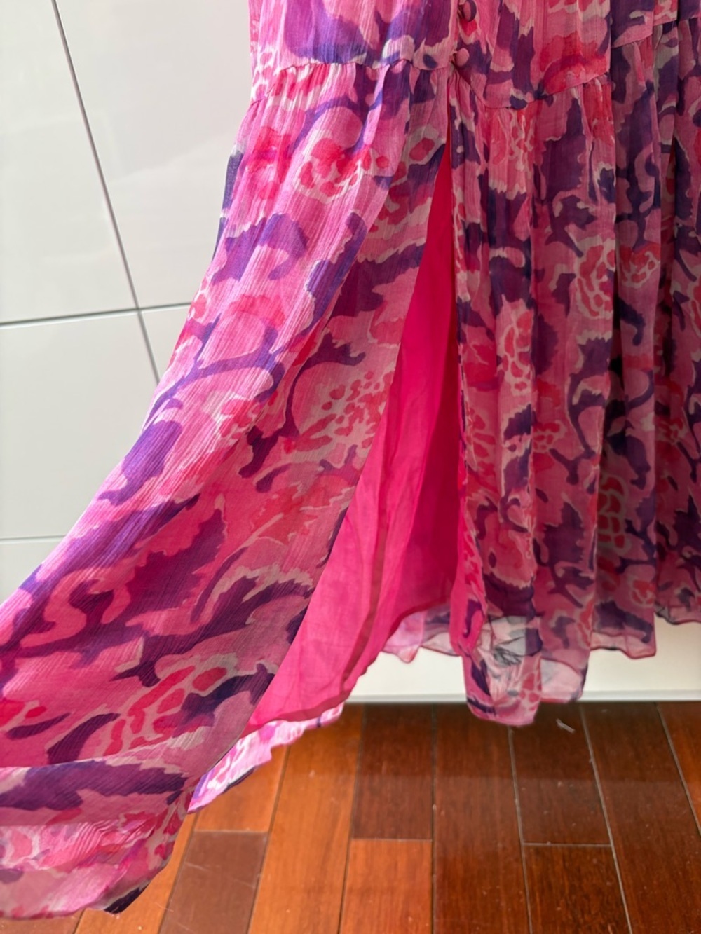 Rococo Sand Pink and Purple Floral Tie-Shoulder Maxi Dress - Picture 5 of 13
